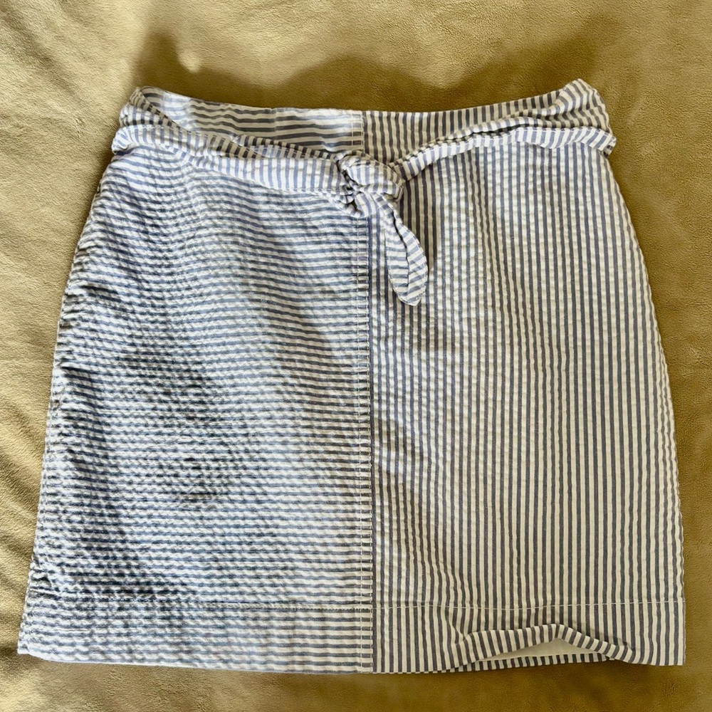 Vineyard Vines Blue and White Striped Tie-Waist Mini Skirt